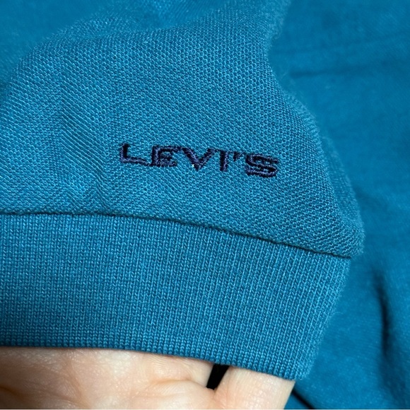Vintage Levi’s Polo Shirt XL Teal Blue 80s Made in Korea - Picture 4 of 5
